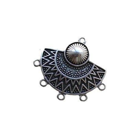 Half-moon aztec spacer 6 rings 31x35mm OLD SILVER COLOR